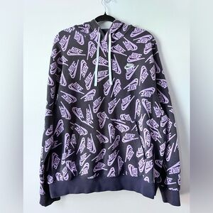 Nike Hoodie Sweatshirt Adult Large Purple Logo Pattern Mens L Swoosh Print